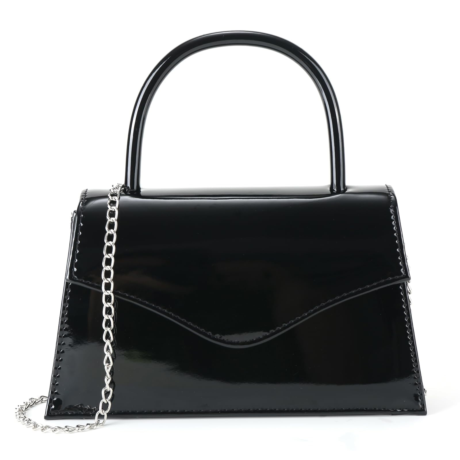 Milisente Women's Evening Bag Bridal Party Clutch Purses Cocktail Prom Handbags with Patent Leather（black）