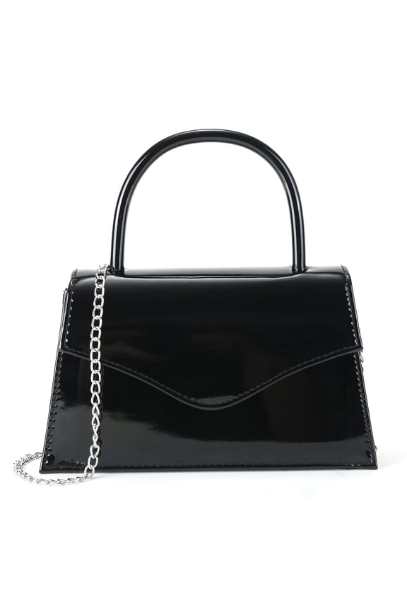 Women's Evening Bag Bridal Party Clutch Purses Cocktail Prom Handbags with Patent Leather(black)