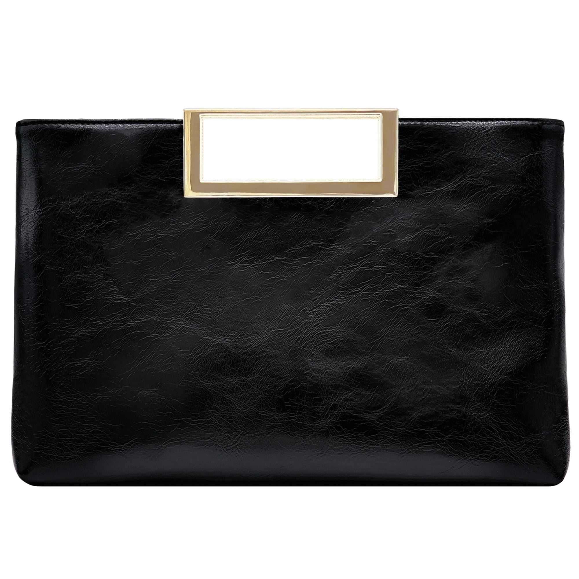 Milisente Women Top Handle Clutch Purse PU Leather Envelope Evening Bags For Formal Party Work（Black)