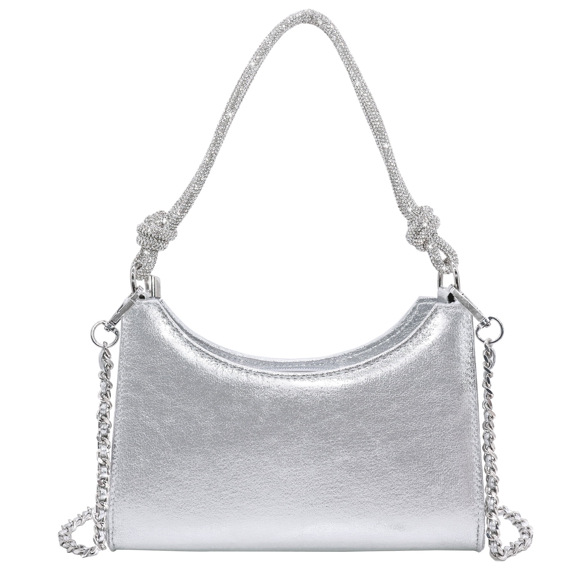 Milisente Women's Vintage Sparkling Rhinestone Evening Clutch Bag - Versatile Glitter Shoulder & Handheld Purse(Shining Silver)