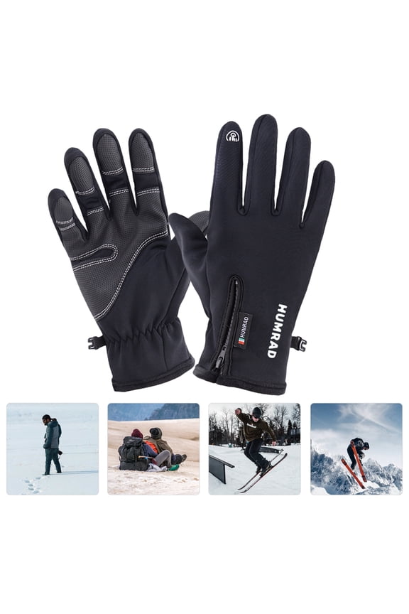 1 Pair of Waterproof Windproof Gloves Black Breathable Material Touchscreen Compatible for Driving