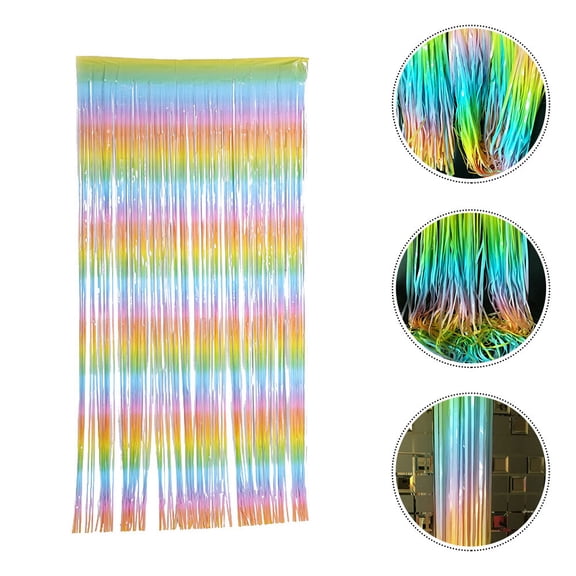 Milisten 1 Pc Colorful Foil Fringe Curtain Backdrop Multi Aluminum Photo Booth Props for Parties