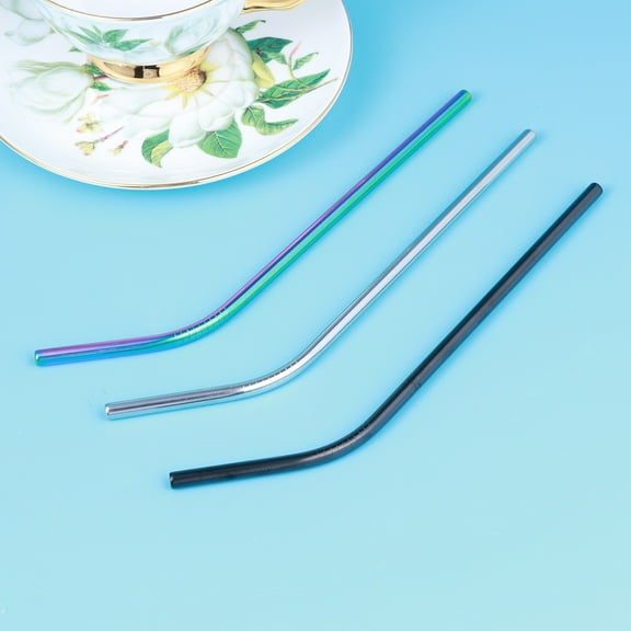 Milisten Stainless Steel Curved Straw 1 Piece Reusable Anti-Rust Metal Straw for Everyday Drinking Use