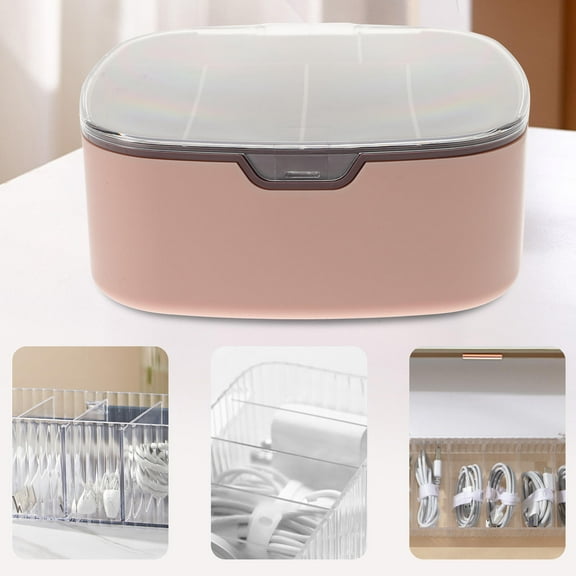 Milisten 1 Piece Office Use Pink Rectangular Cable Storage Case For USB Cables Cord Management Box 4.92X4.92X2.17in