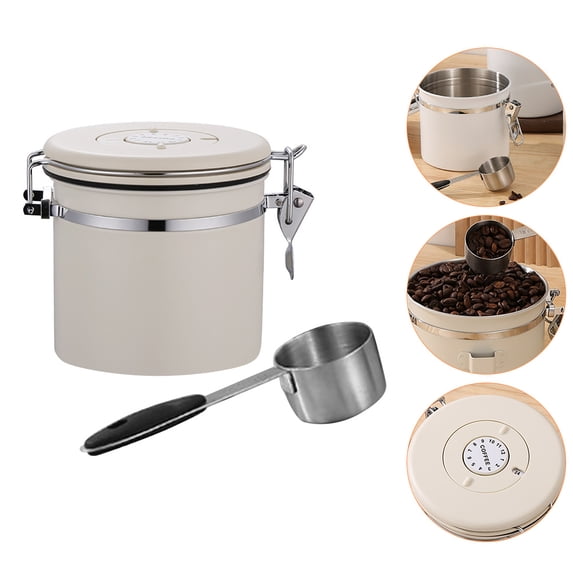 Milisten Stainless Steel Airtight Coffee Bean Canister in Beige 1 Set 4.7In