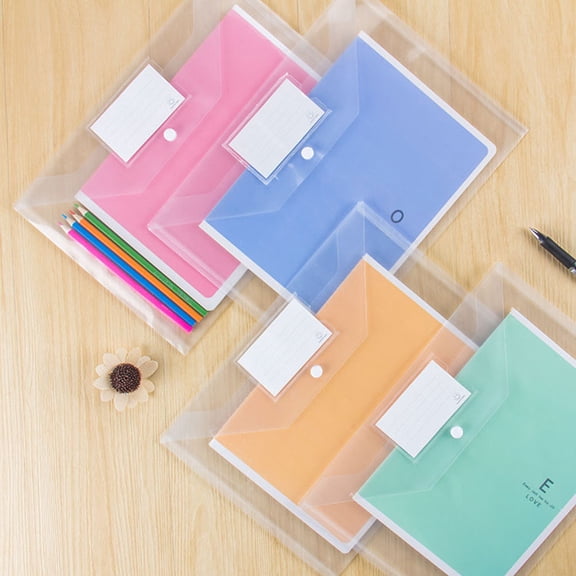 Milisten 10Pcs Transparent File Folders with Snap Button for Document Organization