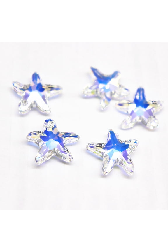 100Pcs Blue Glass Pendant Charm for Jewelry Making Star Shape Durable Design