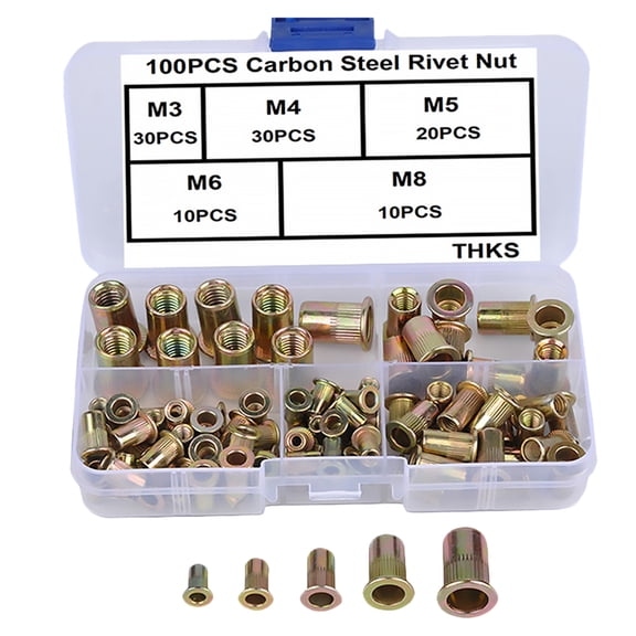 Milisten 100Pcs Knurled Nuts White Metal Carbon Steel for Elevator Switch and Railway Applications