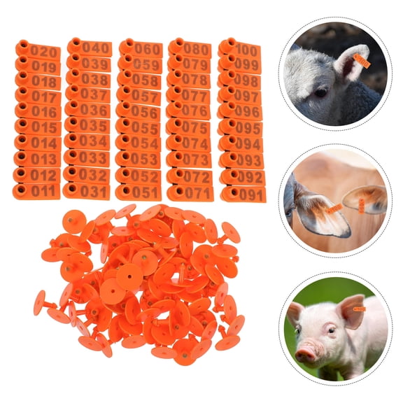 Milisten 100Pcs Orange Plastic Livestock Ear Tags for Sheep Cattle Practical Animal Identification