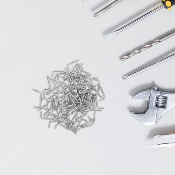 Milisten 100Pcs Zinc Plated Metal L Shaped Screw Hooks 90 Degree Utility Hooks for Home Use