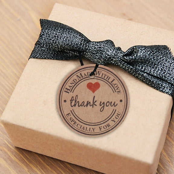 Milisten 100Pcs Round Kraft Paper Tag present Hangtag for Parties and Weddings with Rope 3x3in