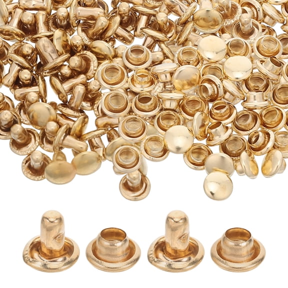 Milisten 100PCS Golden Round Copper Rivet Fasteners Kit for Clothing Shoes and Craft Repairs