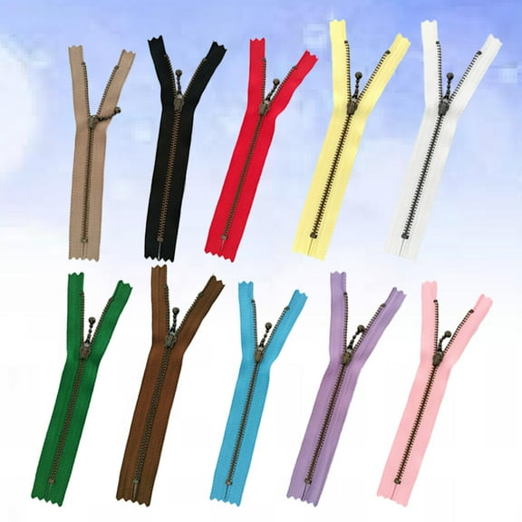 Milisten 10Pcs Assorted Color Copper Zipper 20Cm for Cloth Bag and Sewing Accessories