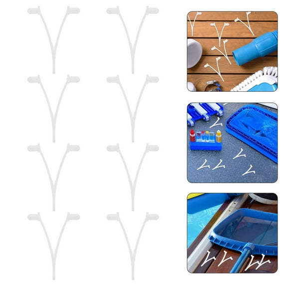 Milisten 10Pcs Beige Plastic Pool V Clip for Swimming Pool Cleaning and Maintenance Tools