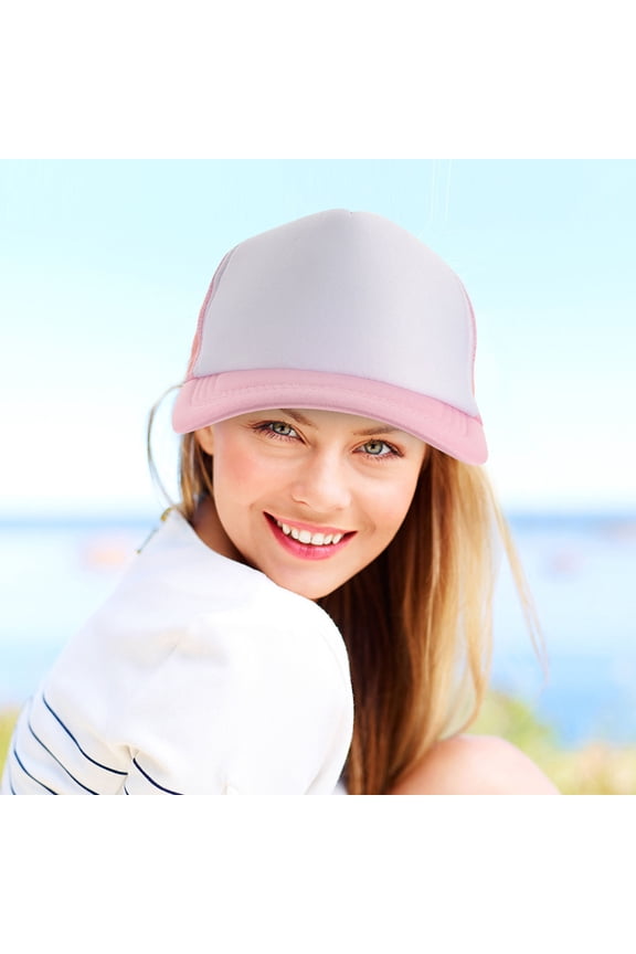 10Pcs Pink Sublimation Hats Blank Mesh Baseball Caps for DIY Heat Transfer Printing and Outdoor Use