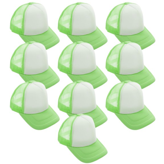 Milisten 10Pcs Sublimation Hat Green Mesh Back Baseball Caps Blank for Custom Logo and Pattern Printing