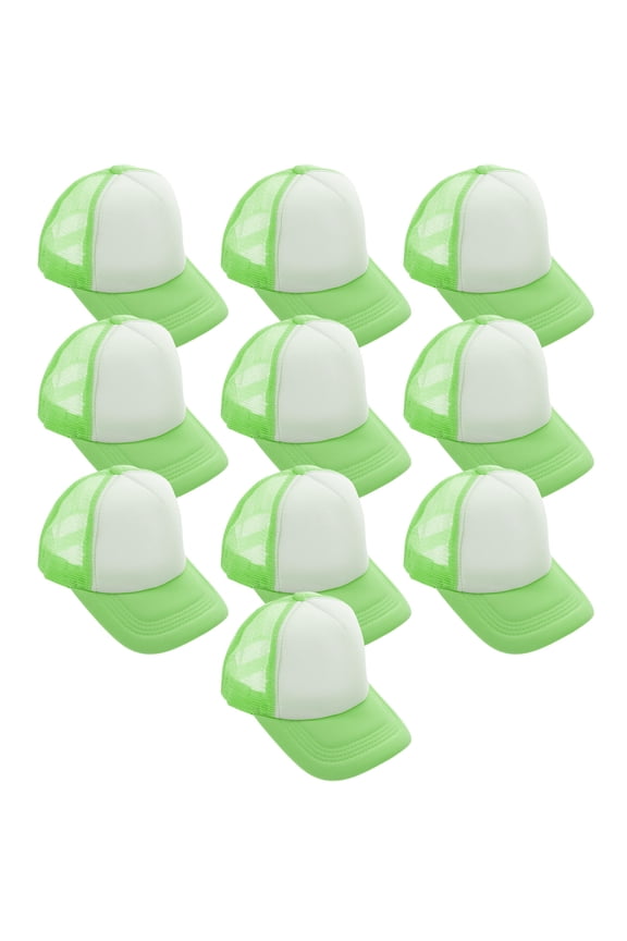 10Pcs Sublimation Hat Green Mesh Back Baseball Caps Blank for Custom Logo and Pattern Printing