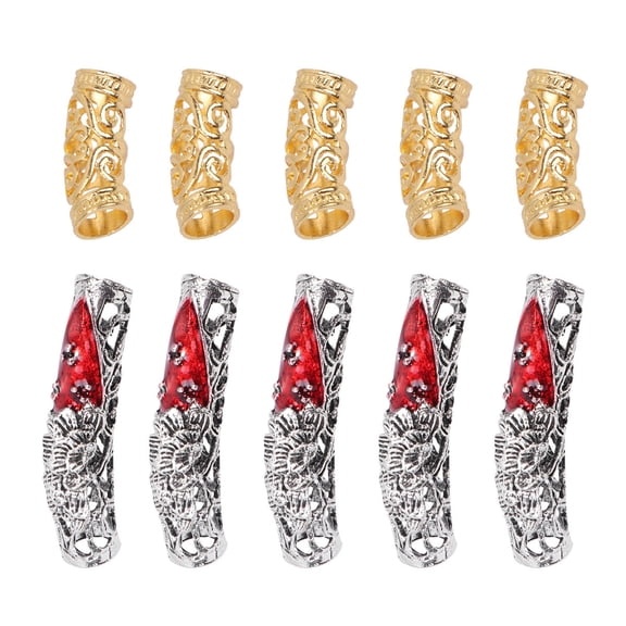 Milisten 10Pcs Hair Cuffs Braiding Beads Assorted Color Filigree Tubes for Hair Decoration