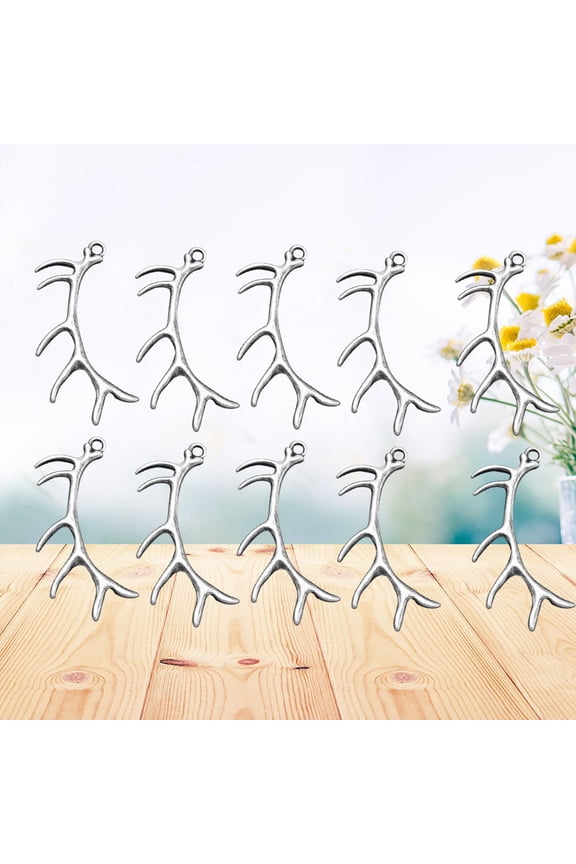 10Pcs Jewelry Making Pendants Silver Alloy Deer Horn Charm for Necklace Bracelet Accessories