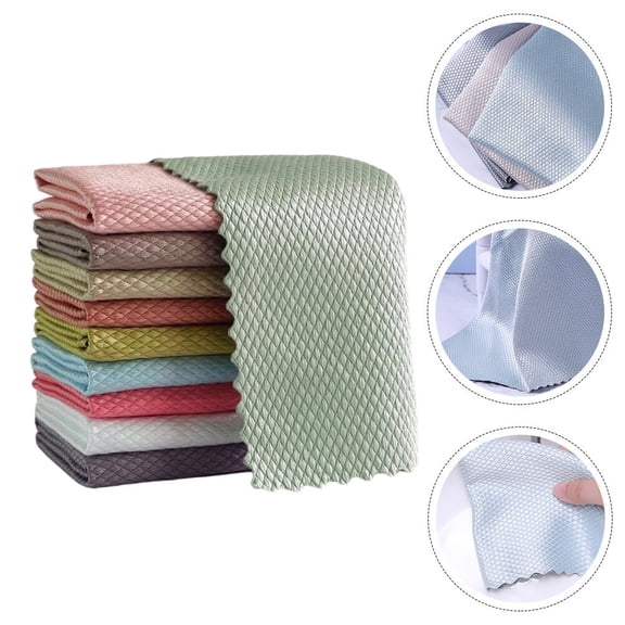 Milisten 10Pcs Kitchen Washing Towels Premium Fish Scale Dishcloths for Effective Cleaning and High Absorbency