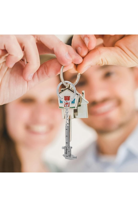 10Pcs Compact Metal Caliper Keychain with Precise Measurement Scale