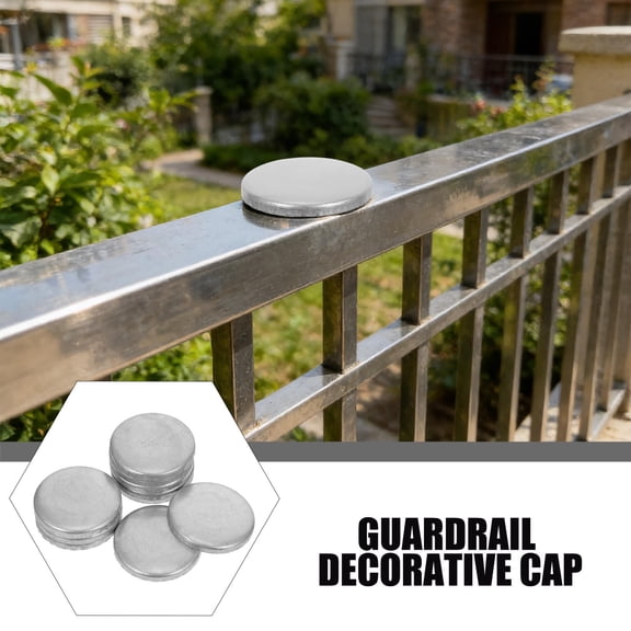 Milisten 10Pcs Plated Silver Decorative Fence Caps Iron Round Post Covers for Balcony Staircase Rails