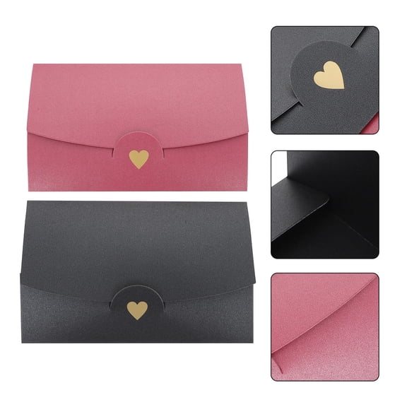 Milisten 10Pcs Purplish Red Heart-Shaped Paper Envelopes for Chinese Wedding Envelope