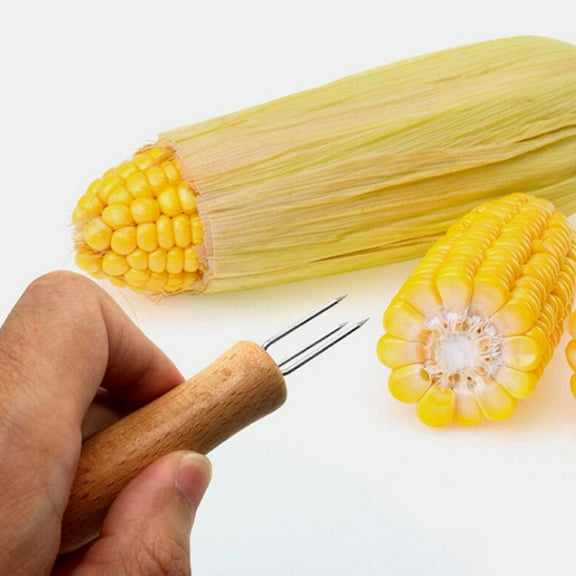 Milisten 10Pcs Stainless Steel Corn Forks with Three Pin Design Assorted Colors Portable Bbq Cooking Tools