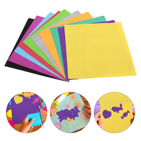 Milisten 10Pcs Handmade Eva Sponge Papers Assorted Colors Easy to Cut Flexible DIY Craft Sheets