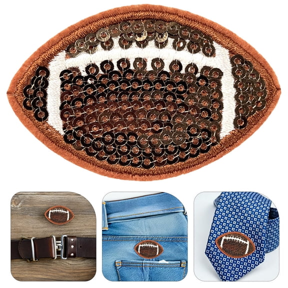 Milisten 10pcs Football Iron on Sequin Patch for Clothes and Hats, 5.5cm