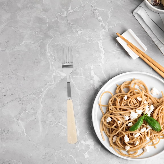 Milisten Stainless Steel Cheese Forks with Faux Ceramic Handle, Charming Design for Kitchen and Dining Use