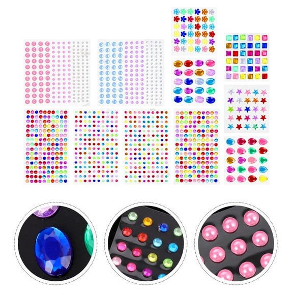 Milisten  11 Sheets Rhinestone Stickers Nail Art Crystal Diamond Adhesive Gems Laptop