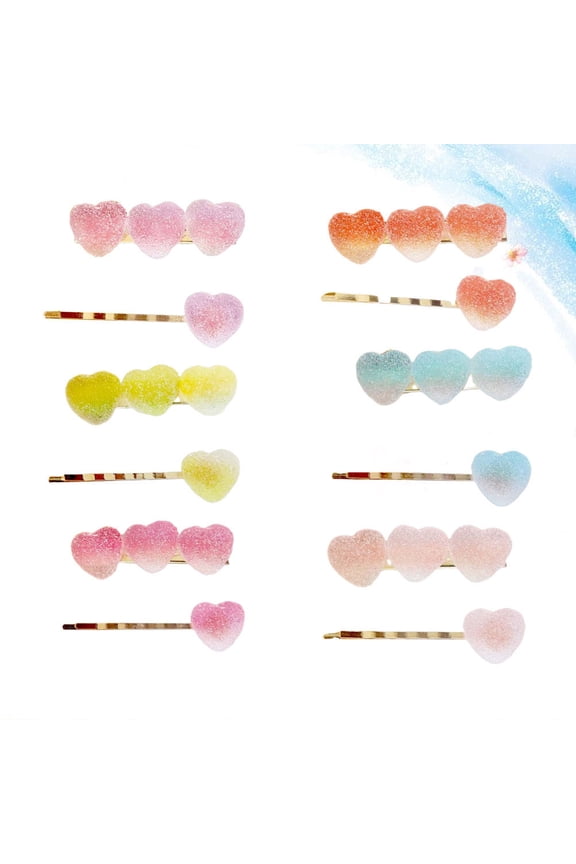 12Pcs Heart Fruit Hair Clips Assorted Color Decorative Bobby Pins Hair Accessories