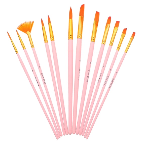 Milisten 12-Piece Nylon Watercolor Paint Brush Set in for Portraits, Figures, and Back to School Art Projects