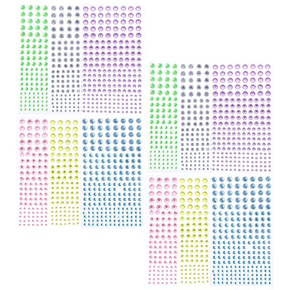 Milisten 12Sheets Assorted Color Face Jewels Stickers Acrylic Gems for Wedding Party Cosplay Use