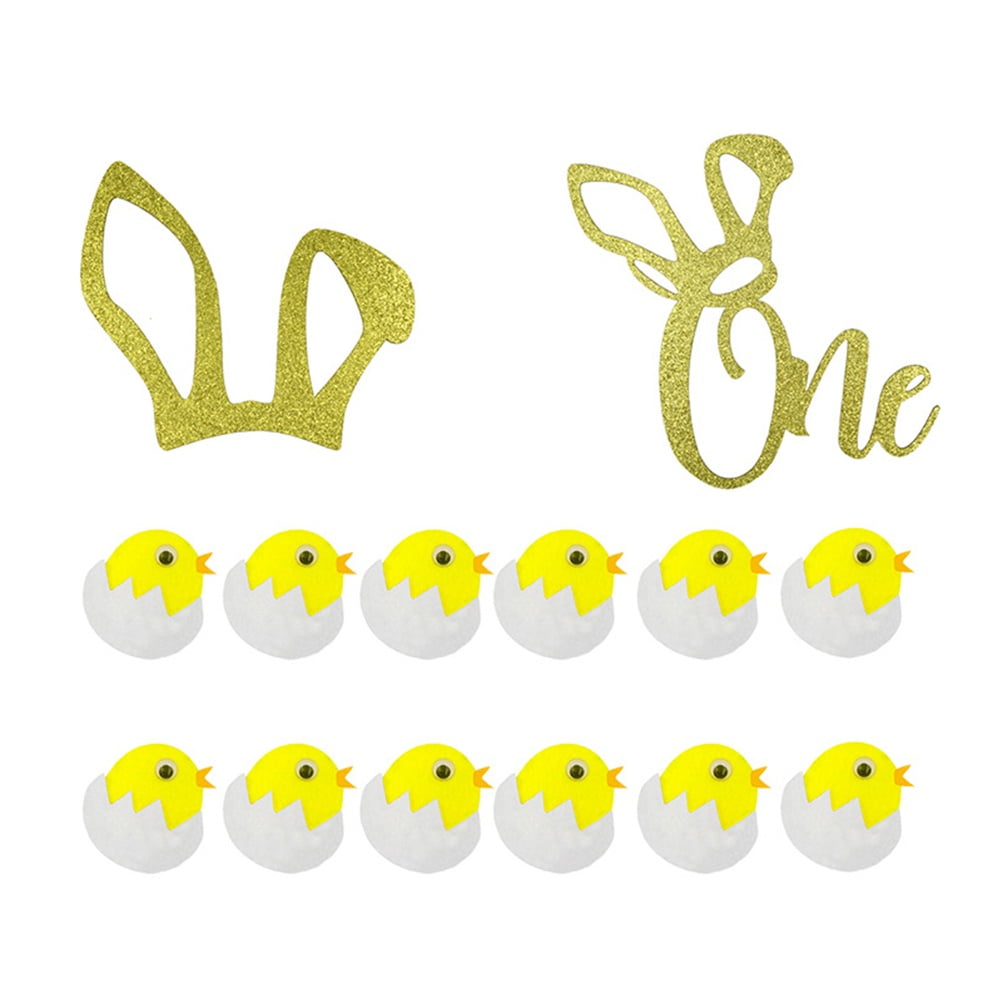 Milisten 14 Pcs Glitter Paper Cake Toppers for Easter Birthday Multi Color Cake Picks Snack