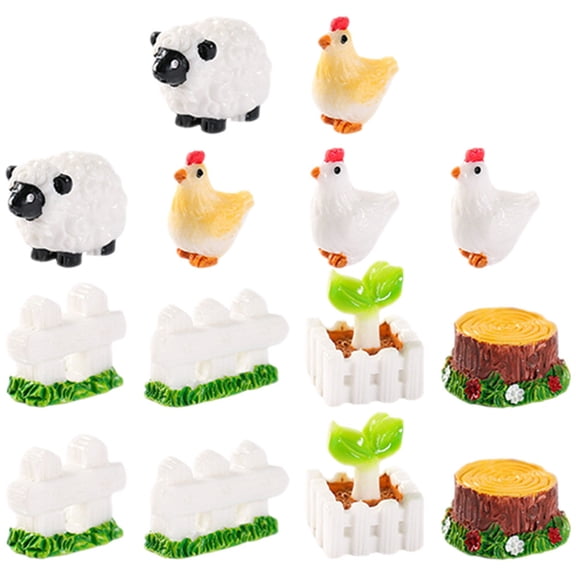 Milisten 14-Piece Mini Resin Chicken Figurines Set for Home Decoration and Special Occasions