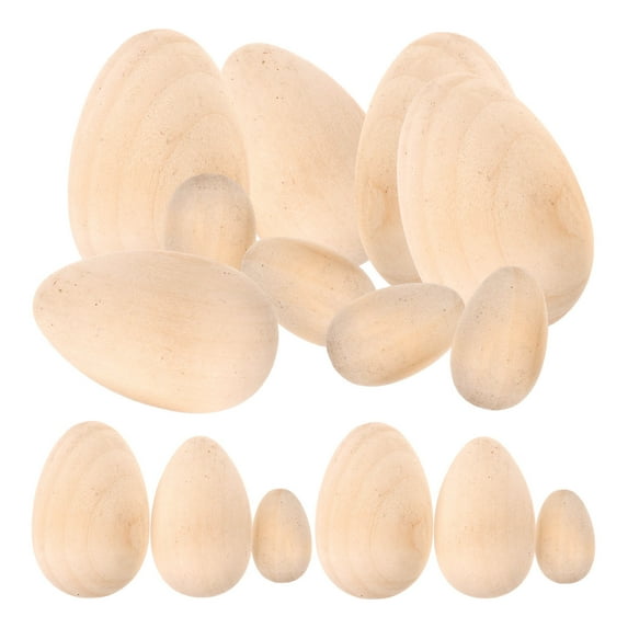 Milisten 15Pack Simulation Egg Decor Unfinished Wooden Eggs for Rustic Charm Easter Celebrations 6.00X3.80X3.80CM
