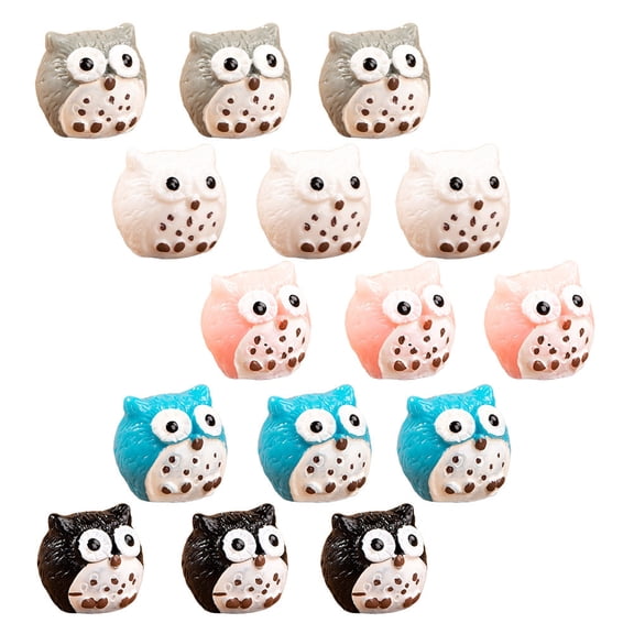 Milisten 15Pcs Tiny Resin Owl Figurines Assorted Color Indoor Decoration for Craft Enthusiasts