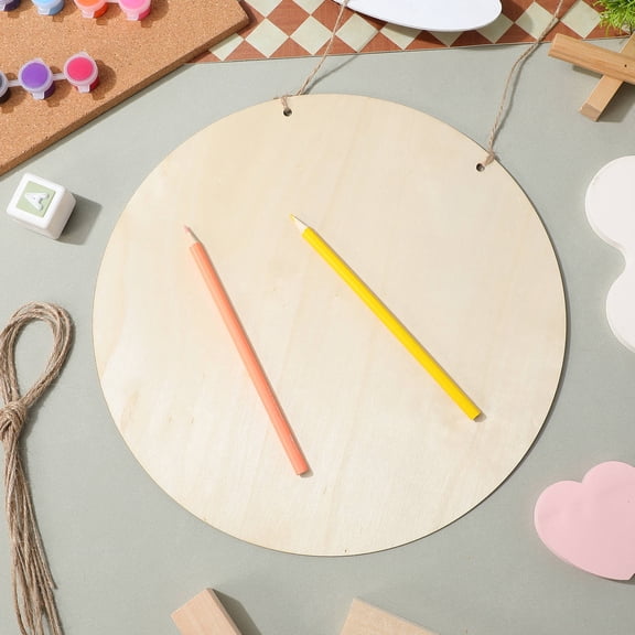 Milisten 15Sets Solid Wood Rounds for Crafts Beige Round Wood Circles for DIY Painting and Decoration