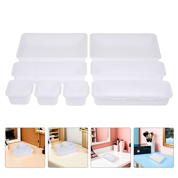 Milisten 16Pcs White Square Plastic Storage Boxes for Makeup Organizer and Perfume Desktop Storage
