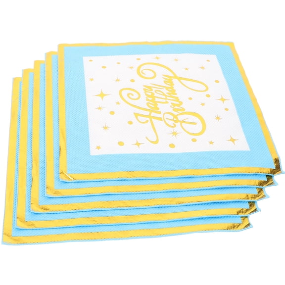 Milisten 16Pcs Blue Printed Paper Napkins Eco Friendly Decorative Party Dinner Napkins for Wedding