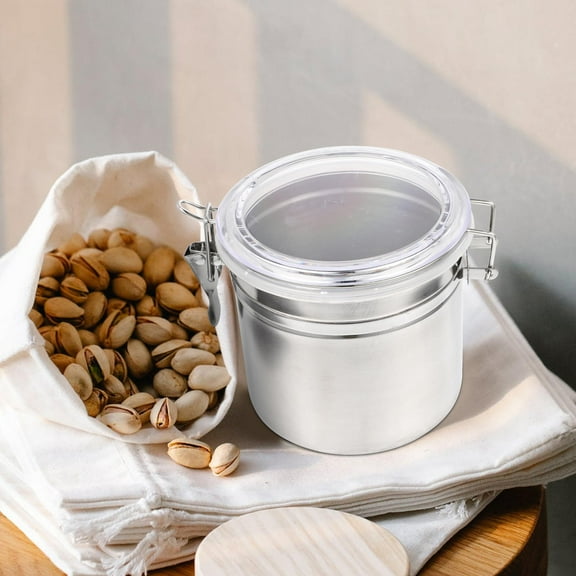 Milisten 1Pack 16 00X11 50X13 00cm Silver Round Coffee Storage Airtight Canister