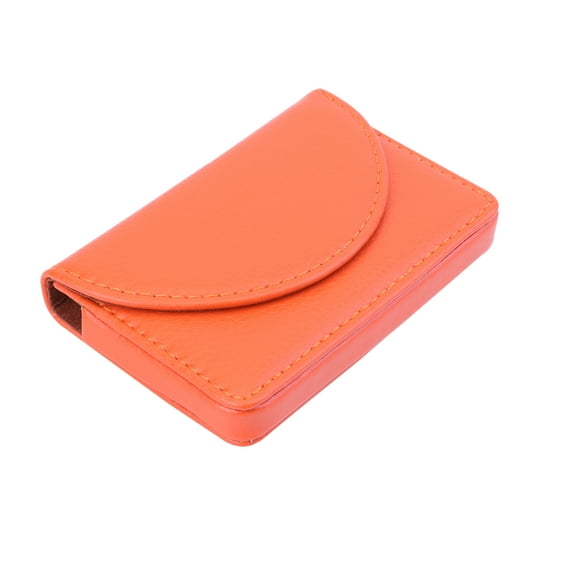 Milisten 1Pack Business Card Box Modern PU Credit Card Storage Case Orange