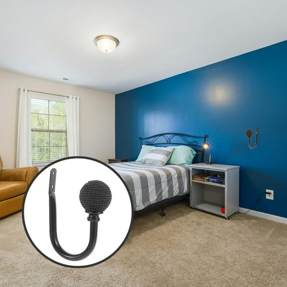 Milisten Curtain Tie Back Hooks Black Metal 1Pcs 5.9x3.9x2.0In