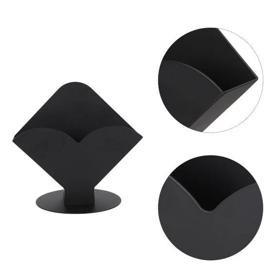 Milisten 1Pack Upright Napkin Holder Black Tissue Storage Rack Heart Shaped for Restaurant and Hotel
