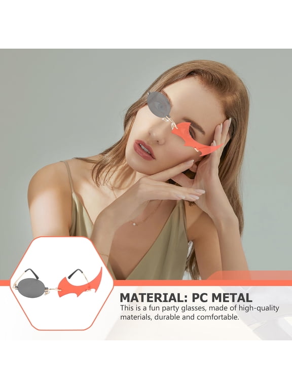 1Pair Black Flame Sunglasses Polygonal Lens Fashionable Party Decorative Sunglasses