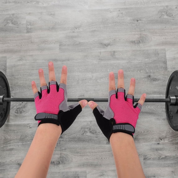 Milisten 1Pair Pink Half Finger Gloves for Biking Climbing and Outdoor Activities