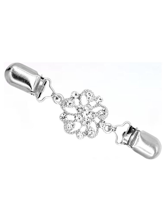1Pc Rhinestone Brooch Accessory Alloy Sweater Clip for Shawl and Jacket Decoration