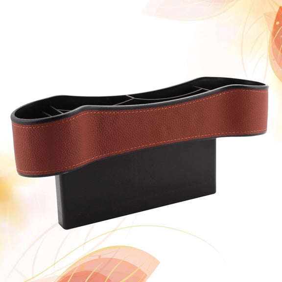Milisten Practical Brown Car Storage Box with Phone Holder for Tidy Car Use